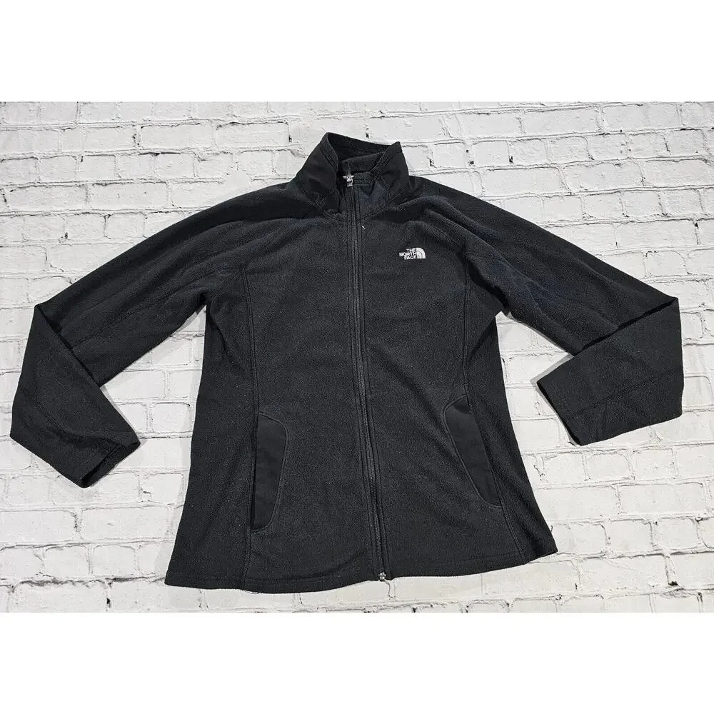 North Face Jacket Black Fleece Full Zip Up Long Sleeve Logo WOMENS SIZE M